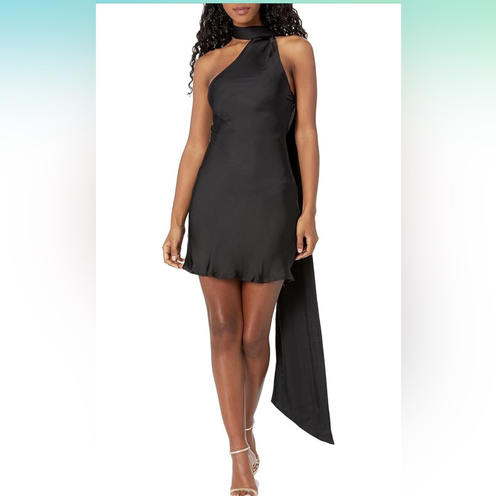 Steve Madden Apparel Women's VAVA Black open back halter tie silk dress